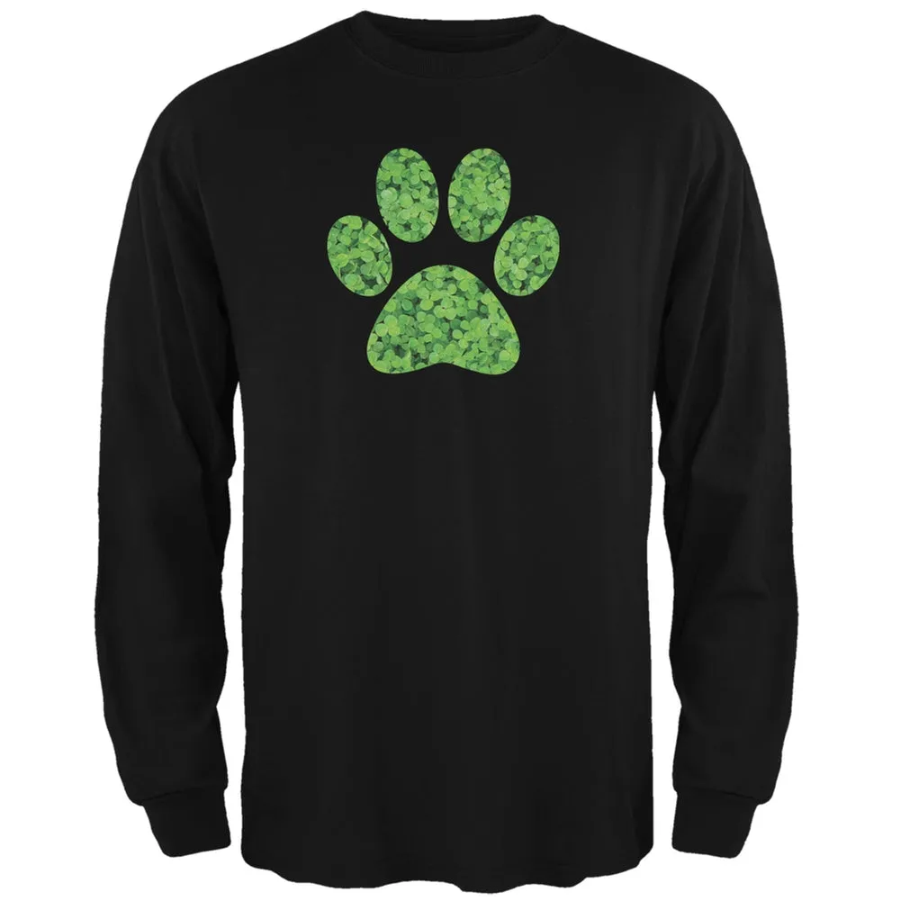 St. Patricks Day - Dog Paw Black Adult Long Sleeve T-Shirt sold by Old Glory