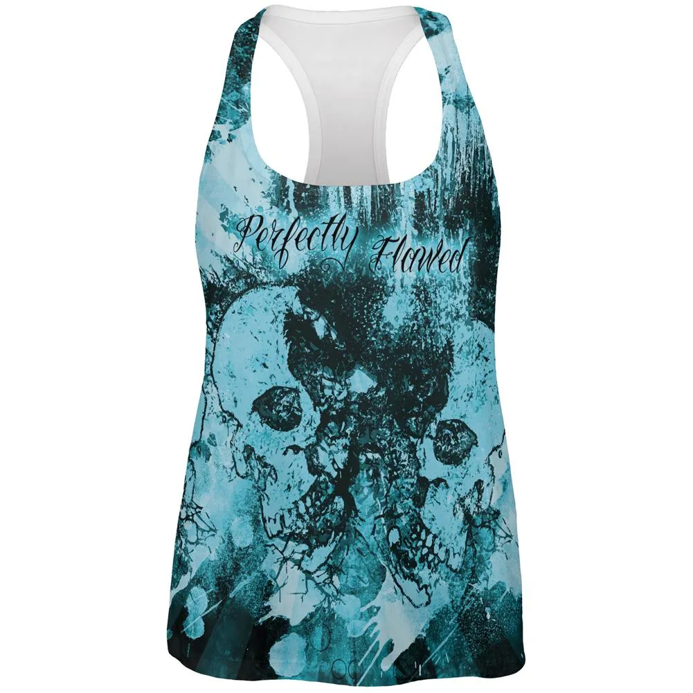 Perfectly Flawed Blue Dreaming Skulls All Over Womens Work Out Tank Top sold by Old Glory