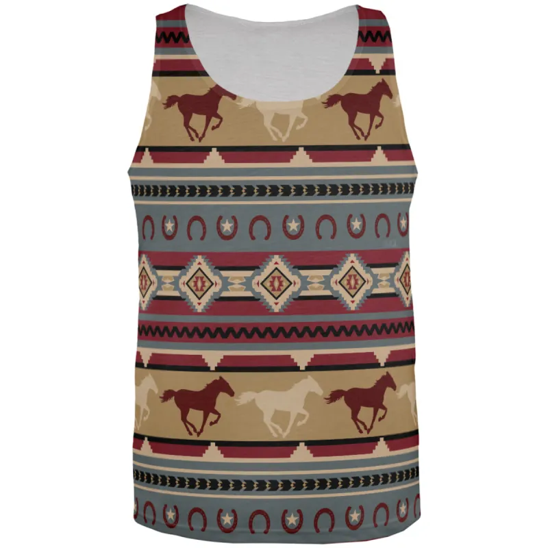 Southwestern Wild Horses Pattern All Over Mens Tank Top made by Old Glory