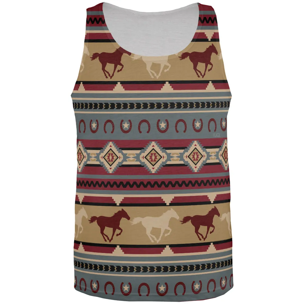 Southwestern Wild Horses Pattern All Over Mens Tank Top sold by Old Glory
