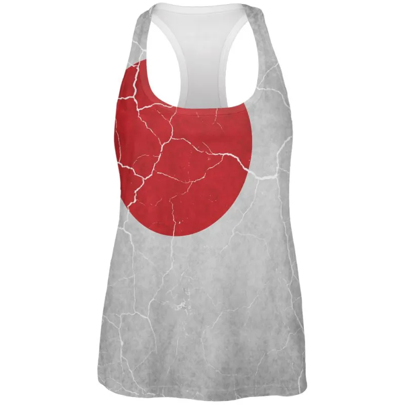 Distressed Japanese Flag All Over Womens Work Out Tank Top sold by Old Glory