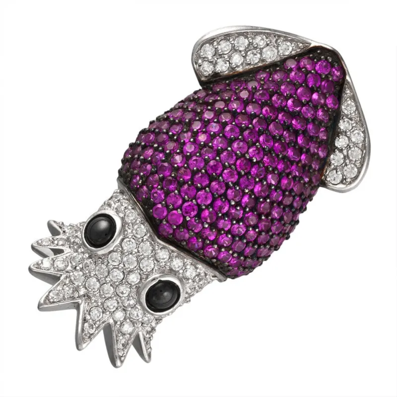 Zirconia Studded Squid Sterling Silver Pendant sold by Old Glory