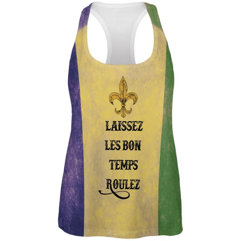 Mardi Gras LAISSEZ ROULEZ All Over Womens Racerback Tank Top sold by Old Glory