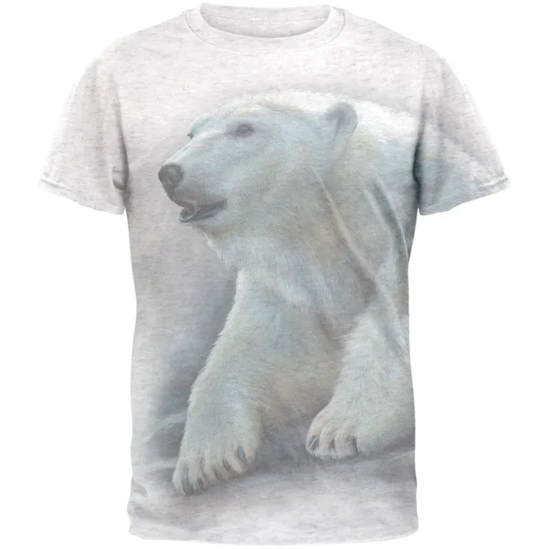 Polar Bear All Over Heather White Adult T-Shirt sold by Old Glory