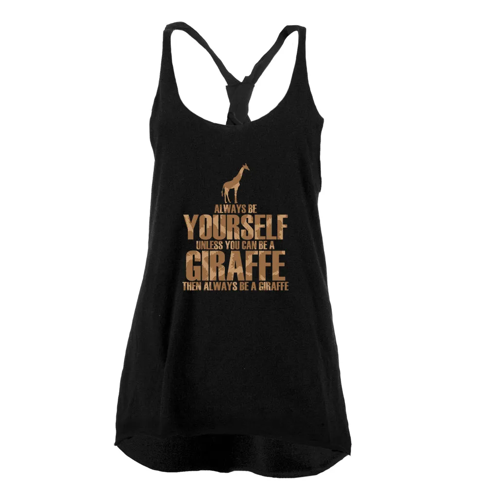 Always Be Yourself Giraffe Juniors Twist Tank Top sold by Old Glory