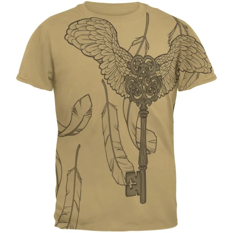 Winged Key All Over Tan Adult T-Shirt sold by Old Glory