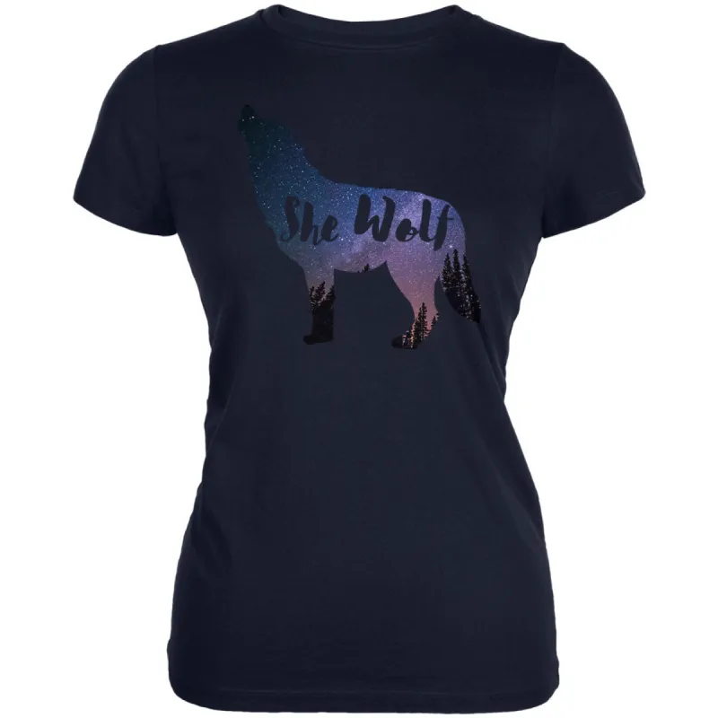 She Wolf Night Sky Landscape Juniors Soft T Shirt sold by Old Glory