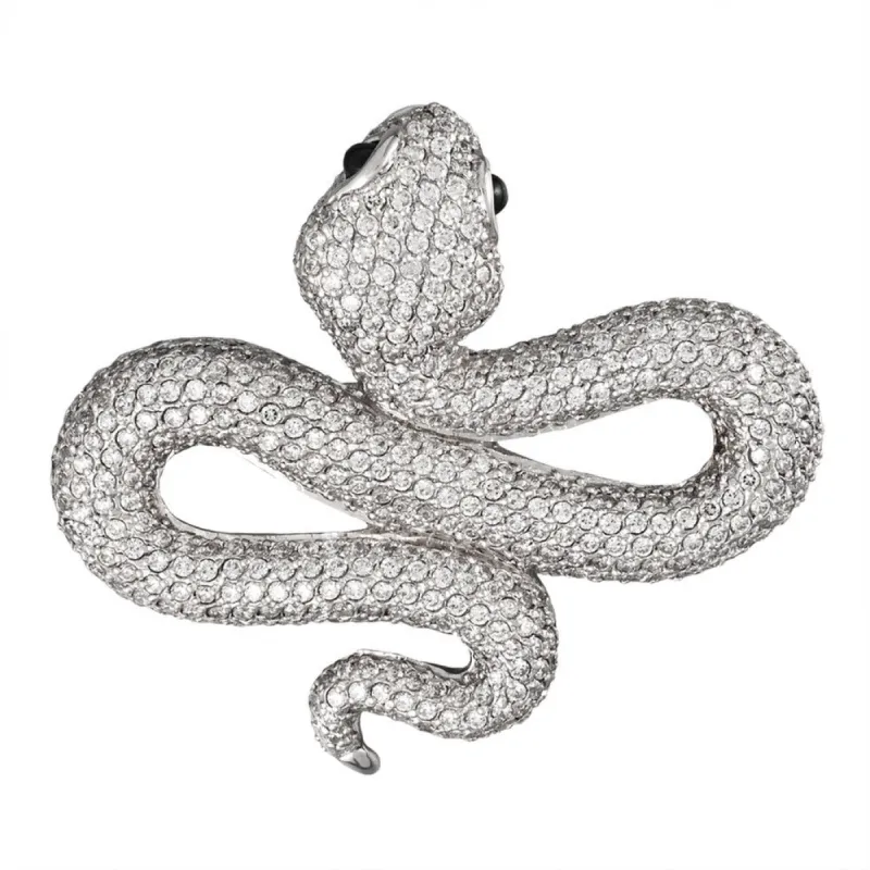 Zirconia Studded Snake Sterling Silver Pin/Pendant sold by Old Glory