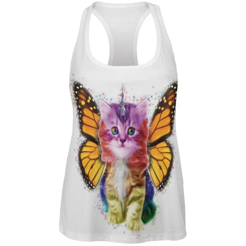 Rainbow Butterfly Unicorn Kitten All Over Adult Tank Top sold by Old Glory