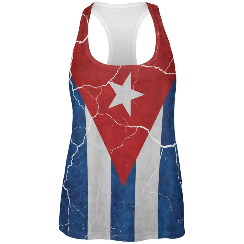 Distressed Cuban Flag All Over Womens Work Out Tank Top sold by Old Glory