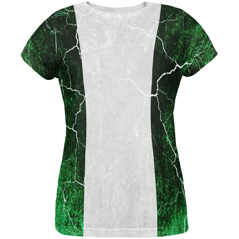 Distressed Grunge Flag of Nigeria All Over Womens T Shirt sold by Old Glory