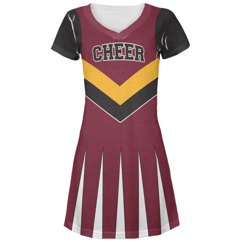 Halloween Cheerleader Costume Cardinal & Gold Juniors V-Neck Beach Cover-Up Dress sold by Old Glory