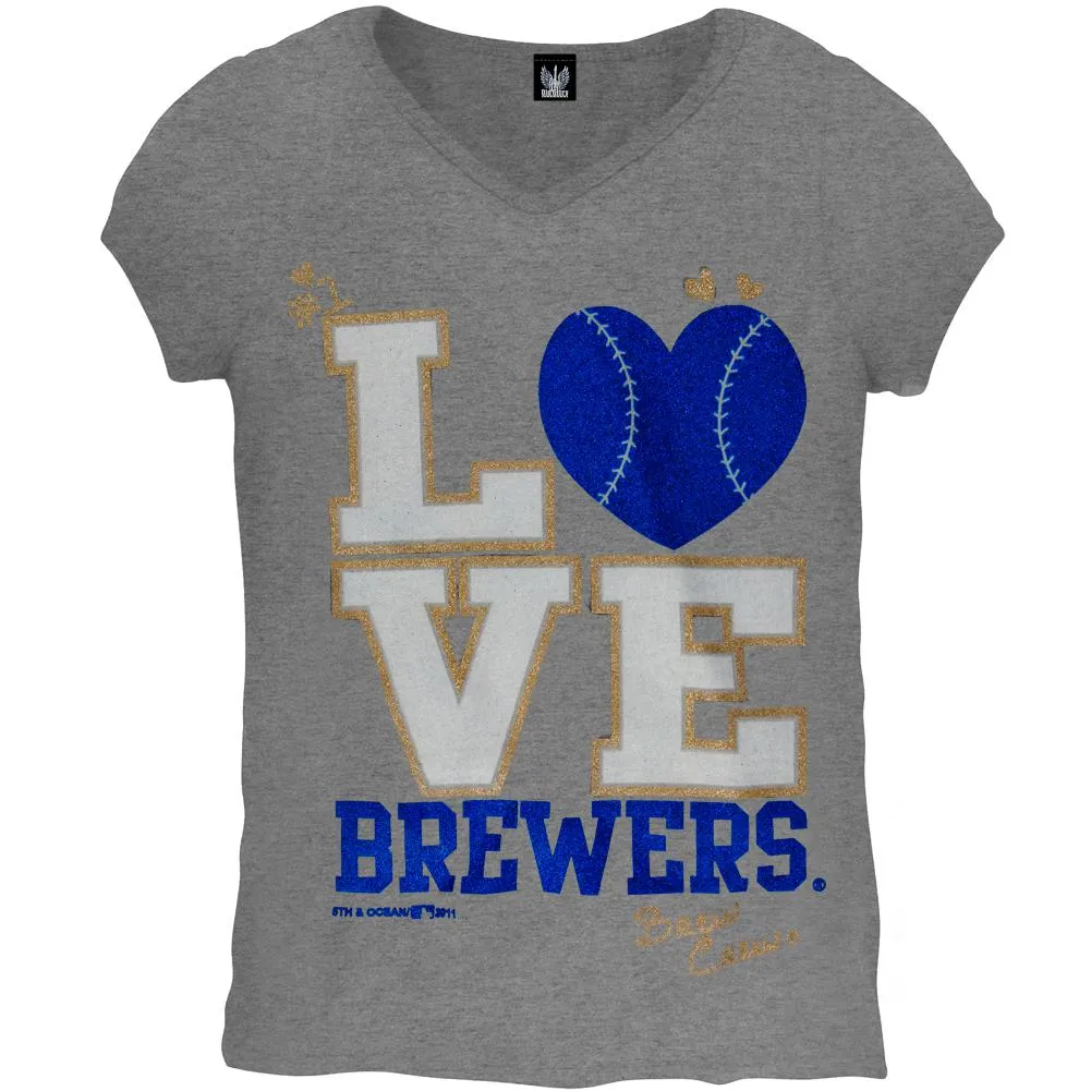 Milwaukee Brewers - Glitter Love Girls Youth T-Shirt sold by Old Glory