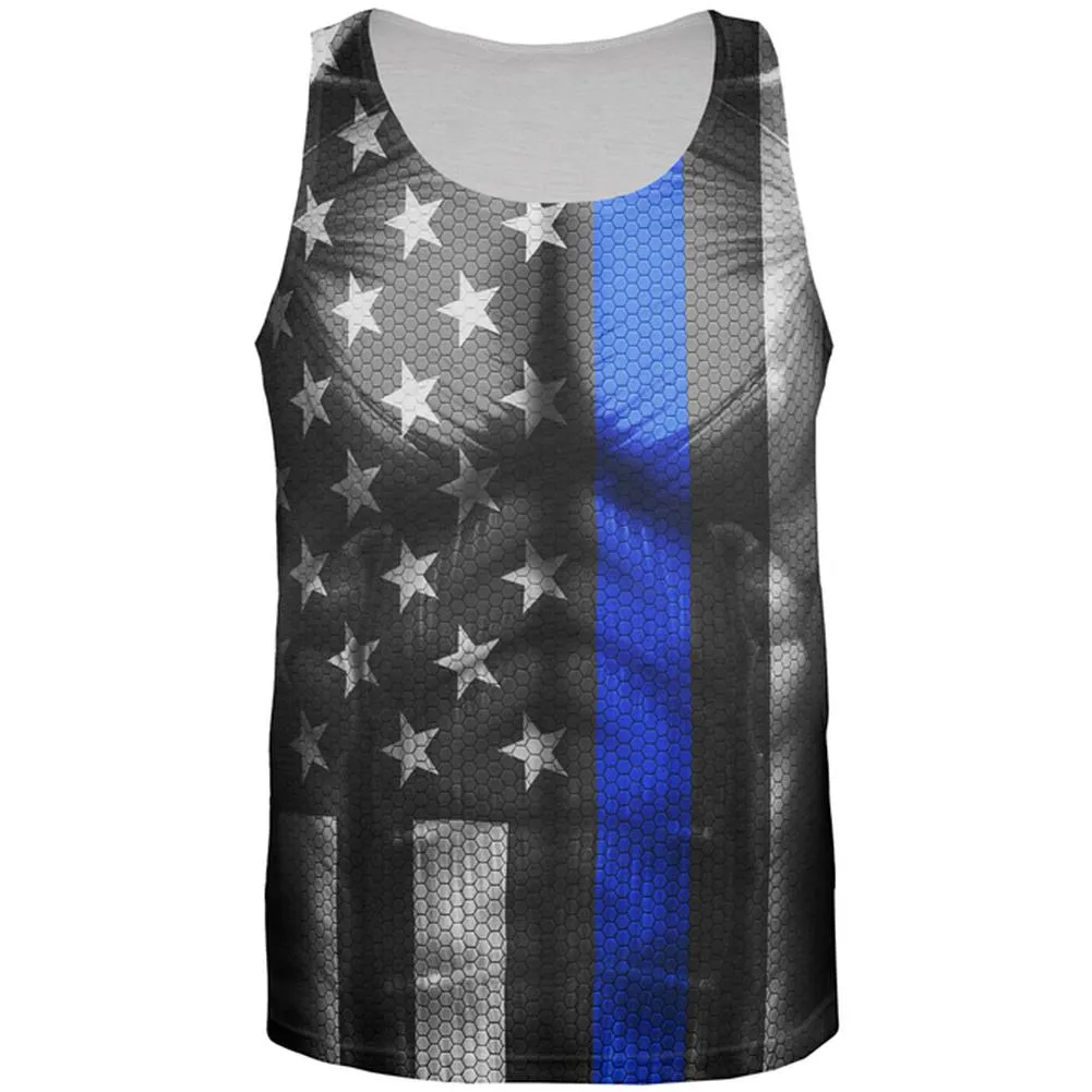 Halloween Thin Blue Line Superhero Costume All Over Mens Tank Top sold by Old Glory