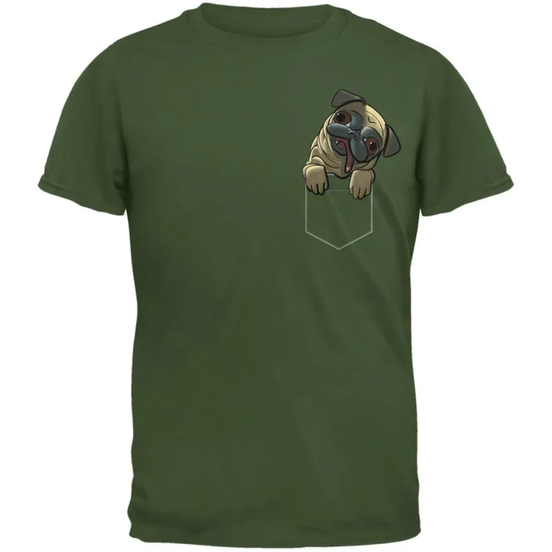 Pocket Pet Pug Black Adult T-Shirt sold by Old Glory