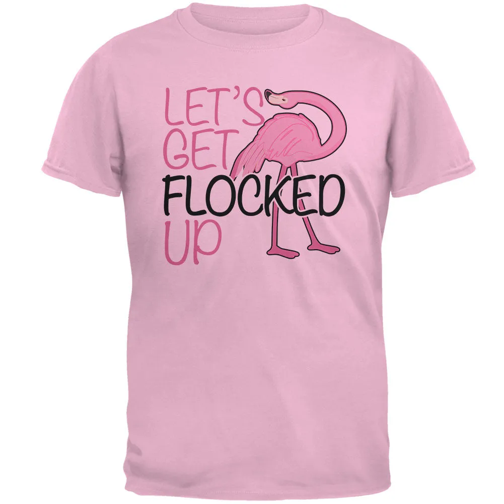 Flamingo Let's get Flocked Up Funny Pun Mens T Shirt sold by Old Glory product image thumbnail 2