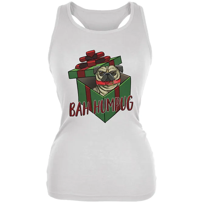 Christmas Bah Humpug Grumpy Scrooge Pug Gift Juniors Soft Tank Top sold by Old Glory
