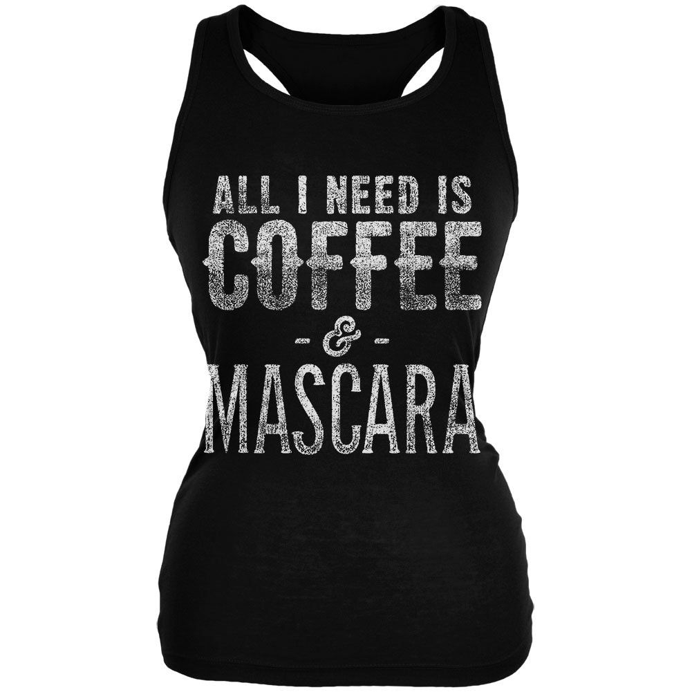 All I Need Is Coffee and Mascara Black Juniors Soft Tank Top sold by Old Glory
