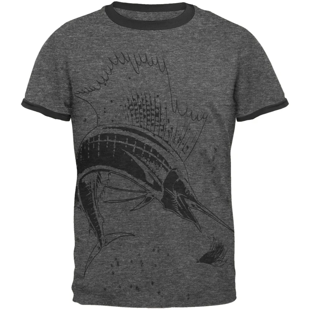 Sailfish Deep Sea Predator Mens Ringer T Shirt sold by Old Glory