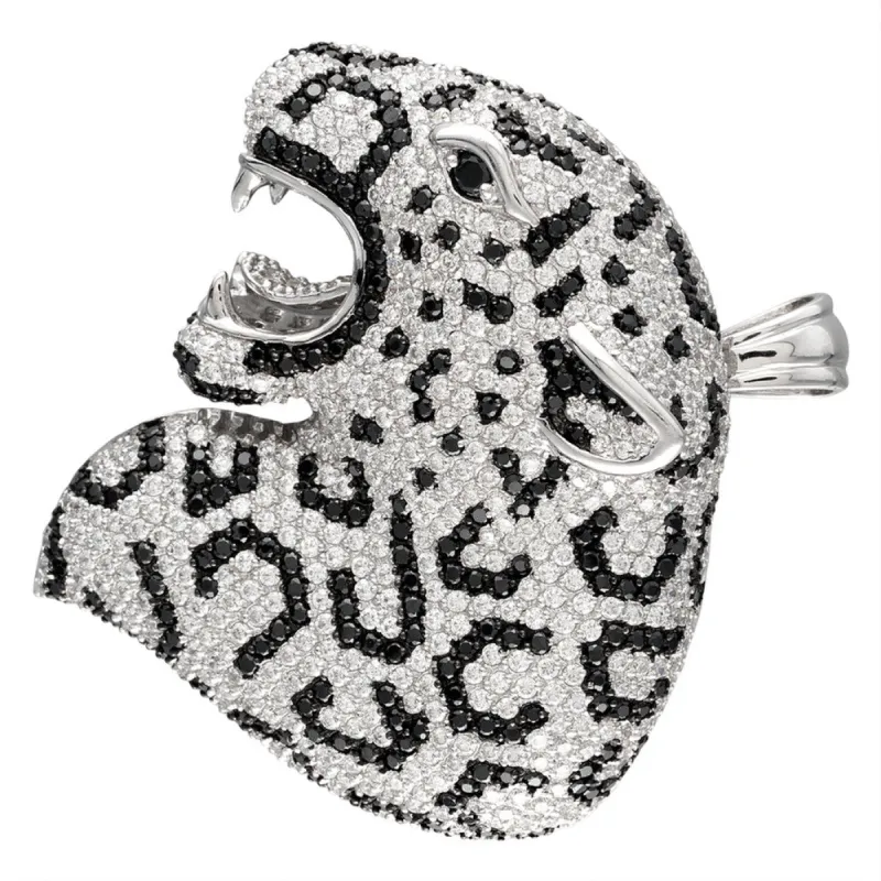 Zirconia Studded Jaguar Sterling Silver Pin/Pendant sold by Old Glory