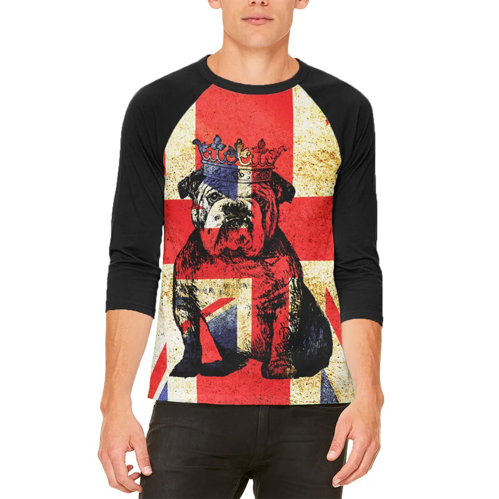 English British Bulldog Crown Grunge Flag Mens Raglan T Shirt sold by Old Glory
