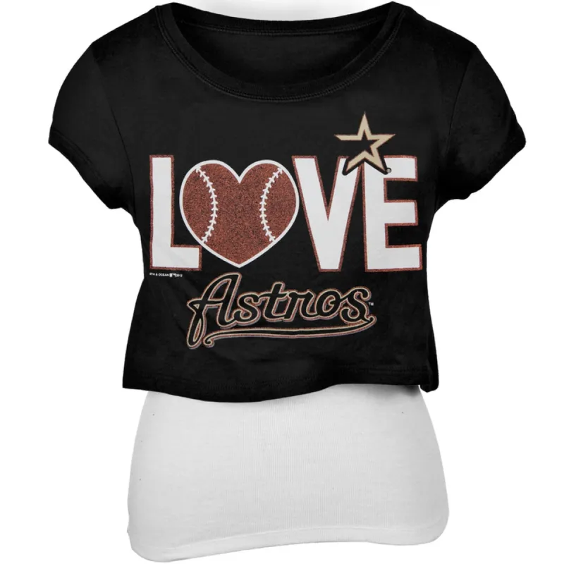 Houston Astros - Glitter Logo Girls Youth T-Shirt w/Tank sold by Old Glory
