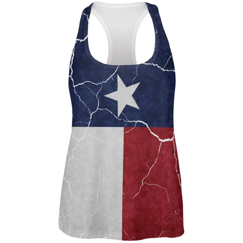 Distressed Texas Flag All Over Womens Work Out Tank Top sold by Old Glory