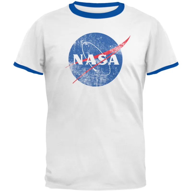 NASA Distressed Logo Mens Ringer T Shirt sold by Old Glory