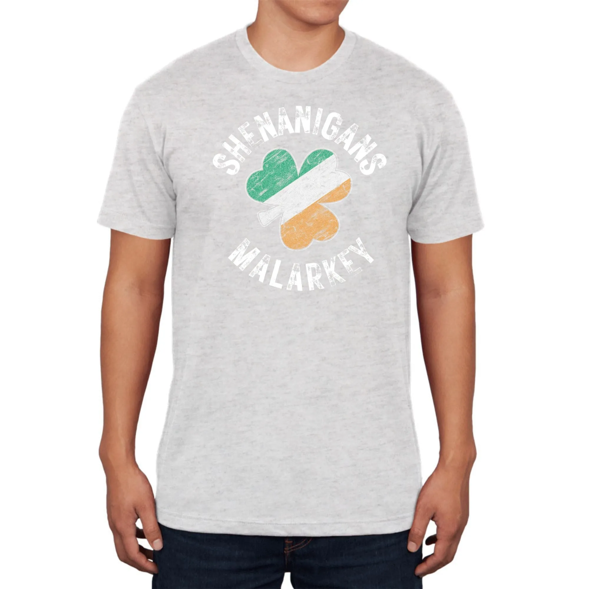 St Patricks Day Shenanigans Malarkey Distressed Irish Flag Clover Mens Tri-Blend T Shirt sold by Old Glory product image thumbnail 2
