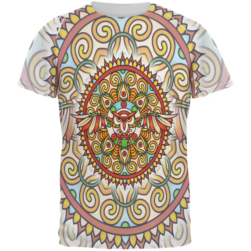 Mandala Trippy Stained Glass Owl All Over Mens T Shirt sold by Old Glory