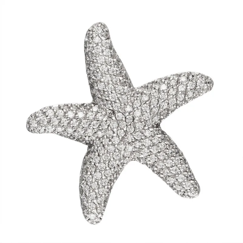 White Zirconia Studded Starfish Sterling Silver Pendant sold by Old Glory