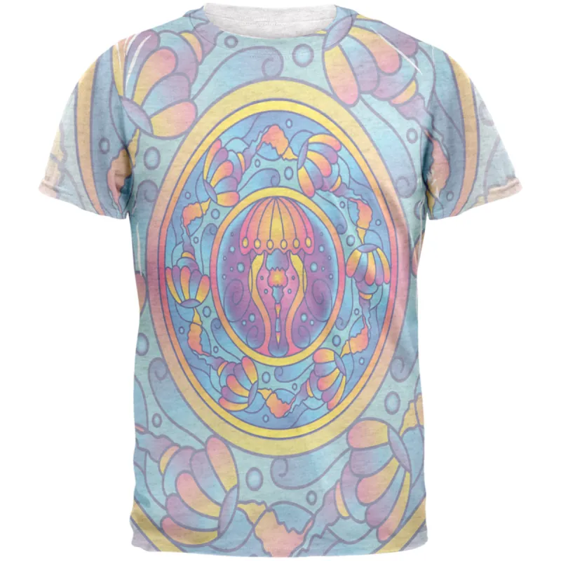 Mandala Trippy Stained Glass Jellyfish Mens T Shirt sold by Old Glory