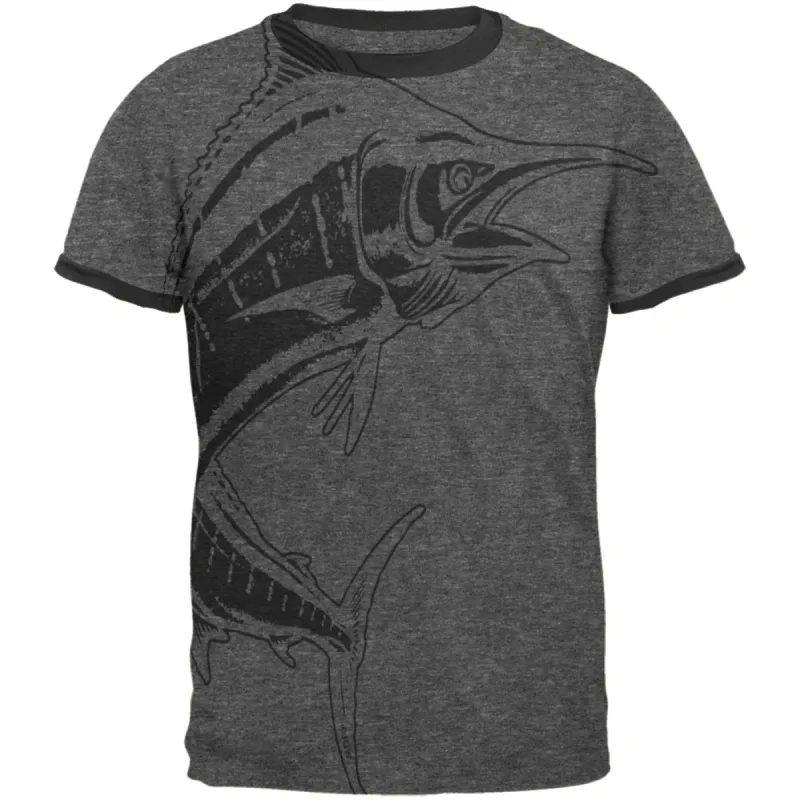 Marlin Deep Sea Predator Mens Ringer T Shirt sold by Old Glory