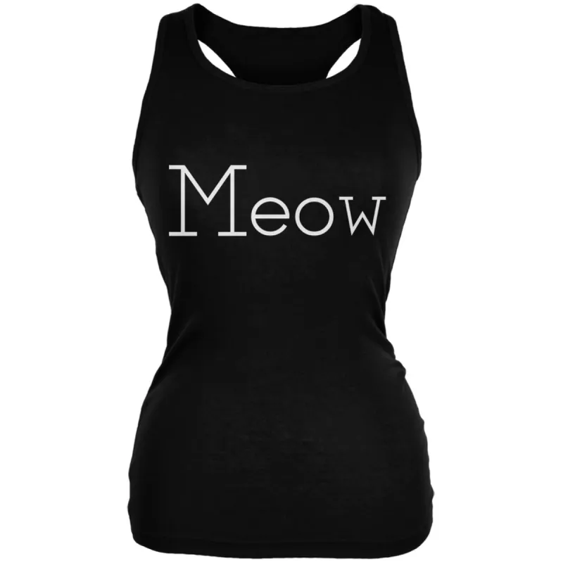 Meow Black Juniors Soft Tank Top sold by Old Glory