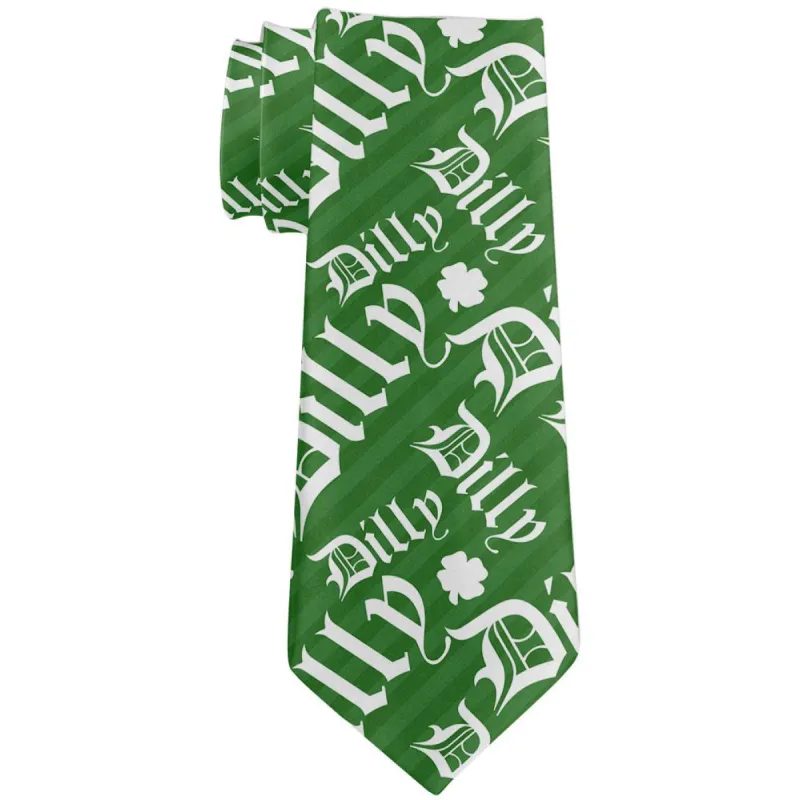 St. Patrick's Day Dilly Dilly Old English Pattern All Over Neck Tie sold by Old Glory