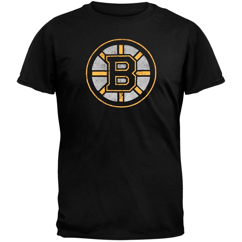 Boston Bruins - Logo Brass Tacks Soft Black Adult T-Shirt sold by Old Glory