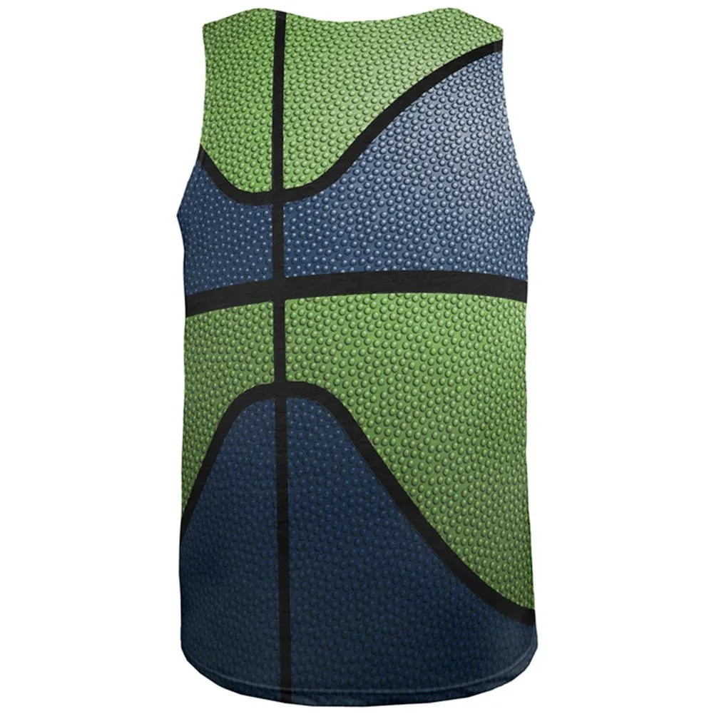 Championship Basketball Dark Blue and Electric Green All Over Mens Tank Top sold by Old Glory product image thumbnail 2