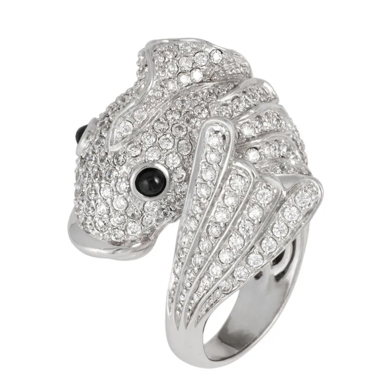Zirconia Studded Fish Sterling Silver Adjustable Ring sold by Old Glory