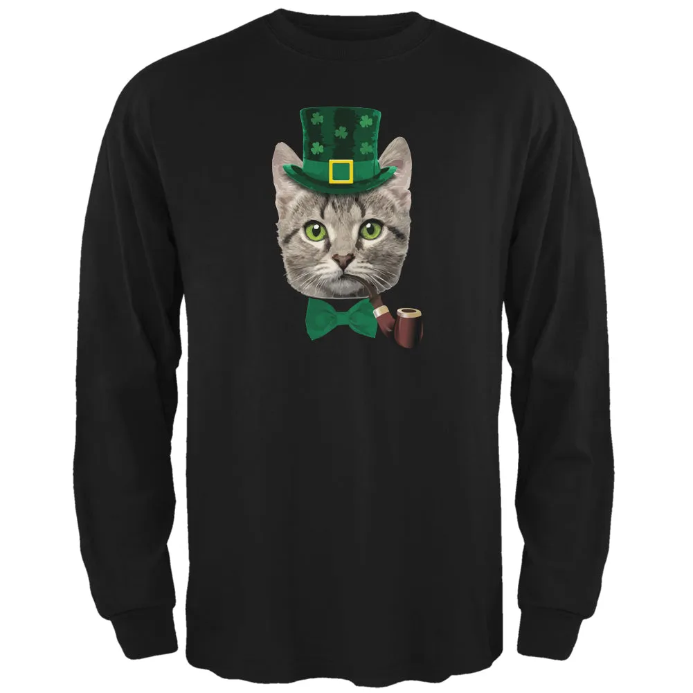 St. Patrick's Funny Cat Black Adult Long Sleeve T-Shirt sold by Old Glory