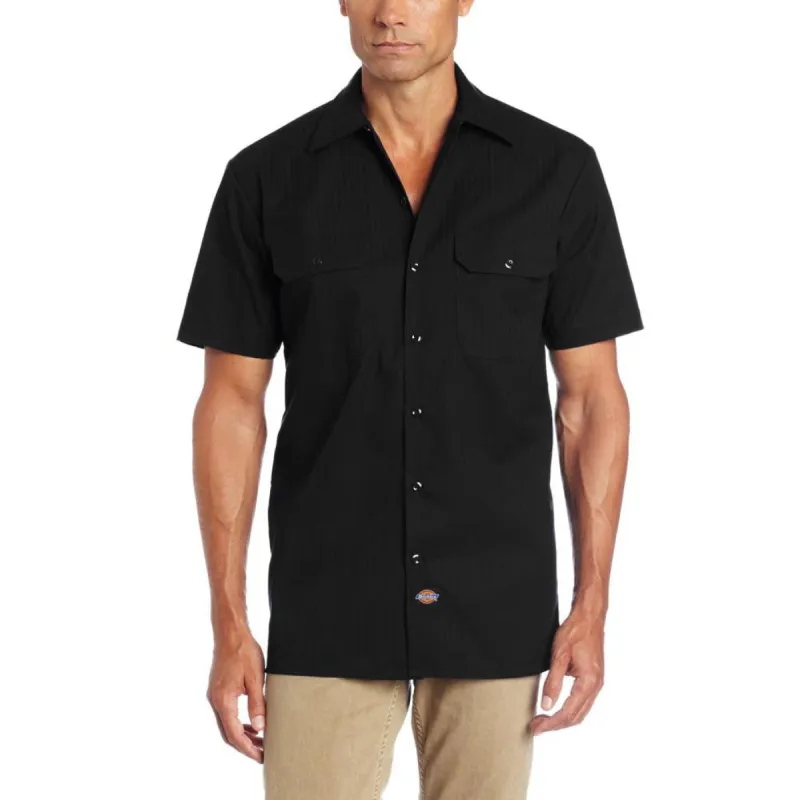 Dickies - 515 Black Twill Stripe Short Sleeve Workshirt sold by Old Glory