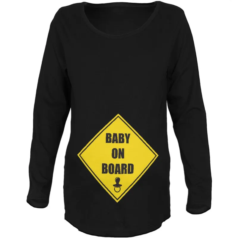 Baby On Board Black Maternity Soft Long Sleeve T-Shirt sold by Old Glory