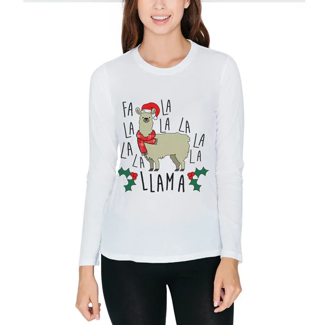 Christmas Fa La Llama Juniors Long Sleeve T-Shirt sold by Old Glory