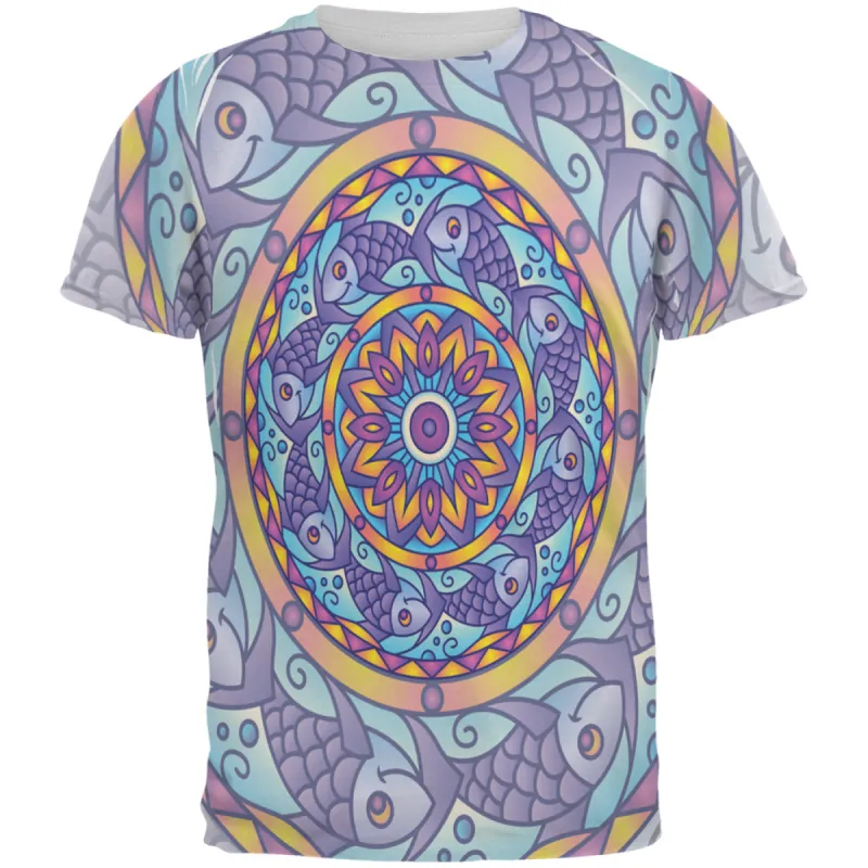 Mandala Trippy Stained Glass Fish All Over Mens T Shirt sold by Old Glory