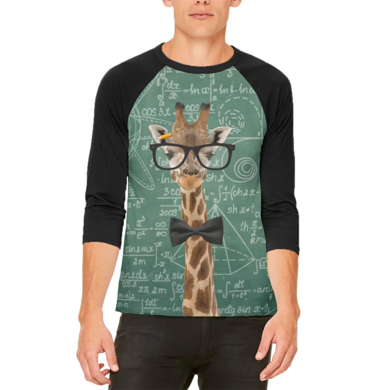 Giraffe Geek Math Formulas Mens Raglan T Shirt sold by Old Glory