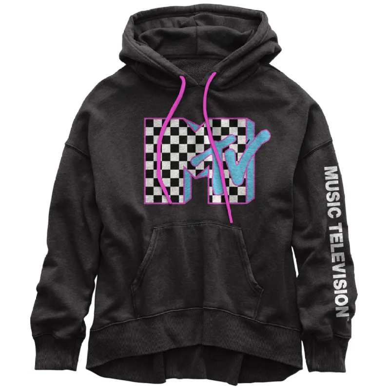MTV - Checkerboard Logo Juniors Pullover Hoodie sold by Old Glory