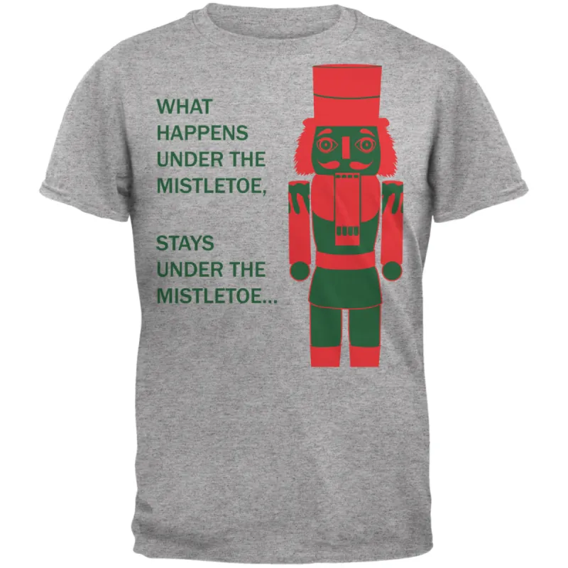 What Happens Here Nutcracker Heather Grey Adult T-Shirt sold by Old Glory