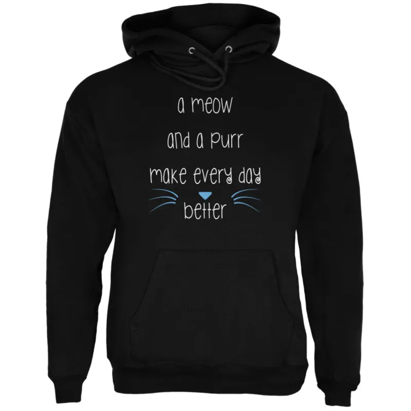 A Meow and a Purr Cat Black Adult Hoodie sold by Old Glory