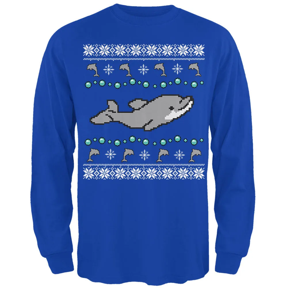 Ugly Christmas Sweater Dolphin Mens Long Sleeve T Shirt sold by Old Glory