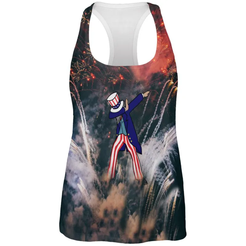 4th of July Dabbing Uncle Sam Fireworks Sub All Over Womens Work Out Tank Top sold by Old Glory