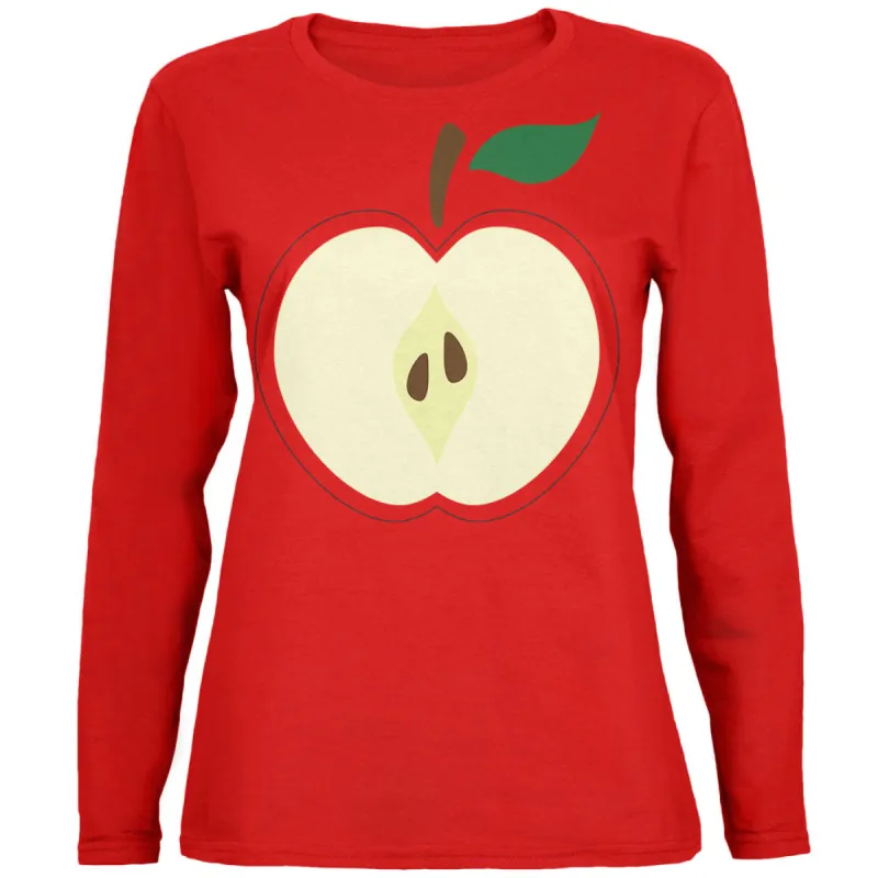 Halloween Apple Slice Costume Womens Long Sleeve T Shirt sold by Old Glory